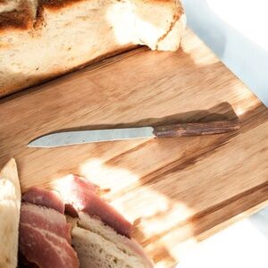 Vintage Stainless Steel Serrated Knife with Wooden Handle